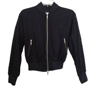 Morabito Blanc Black Eyelet Lace Lightweight Jacket